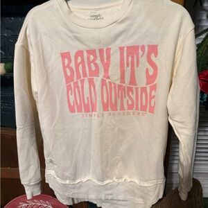 Simply Southern Cream Sweatshirt with Pink Graphic